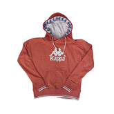 Vintage Y2K Womens Kappa Large Coral Pink Hoodie with White & Blue Detail